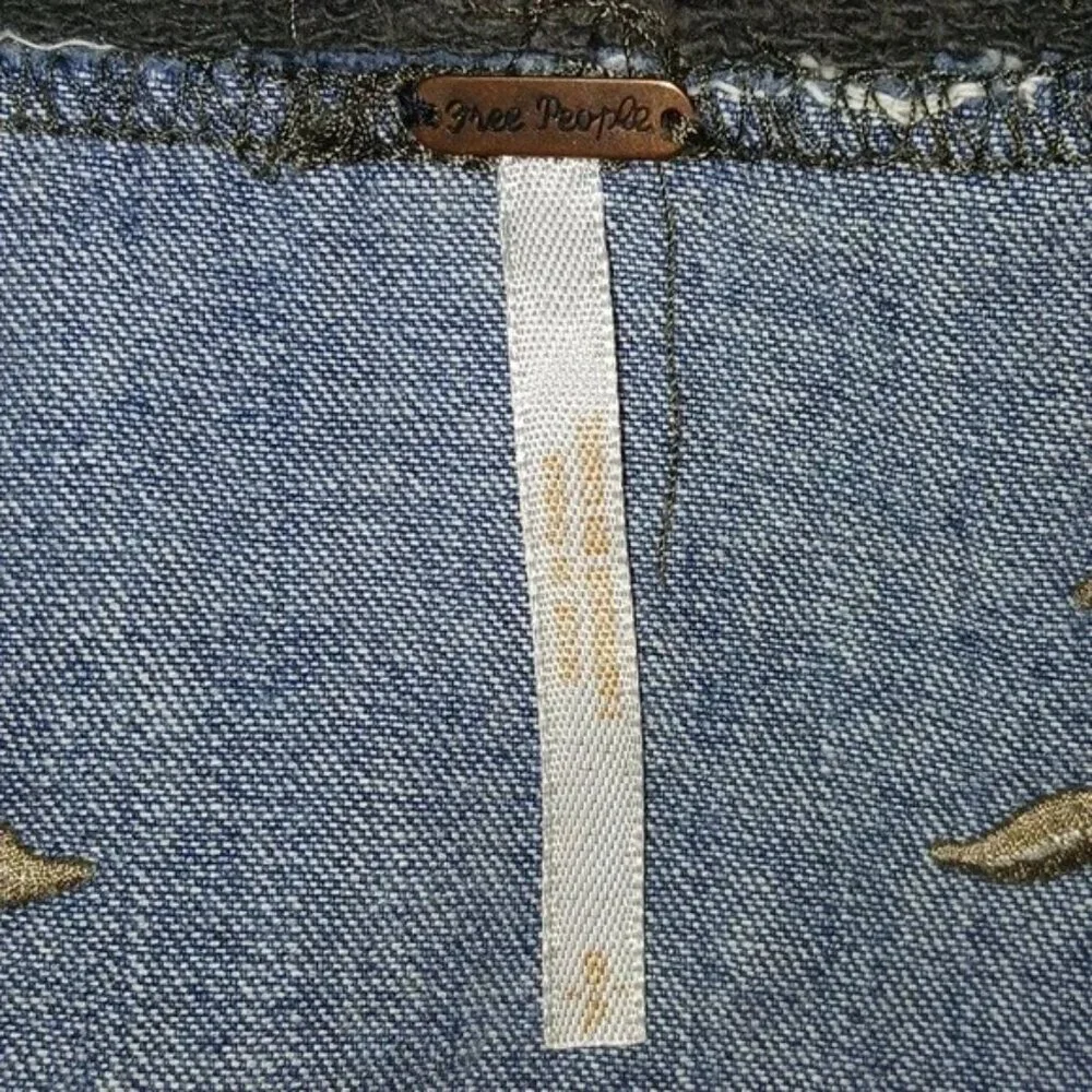 Free People Denim Embroidered Long Sleeve Top - Picture 6 of 7